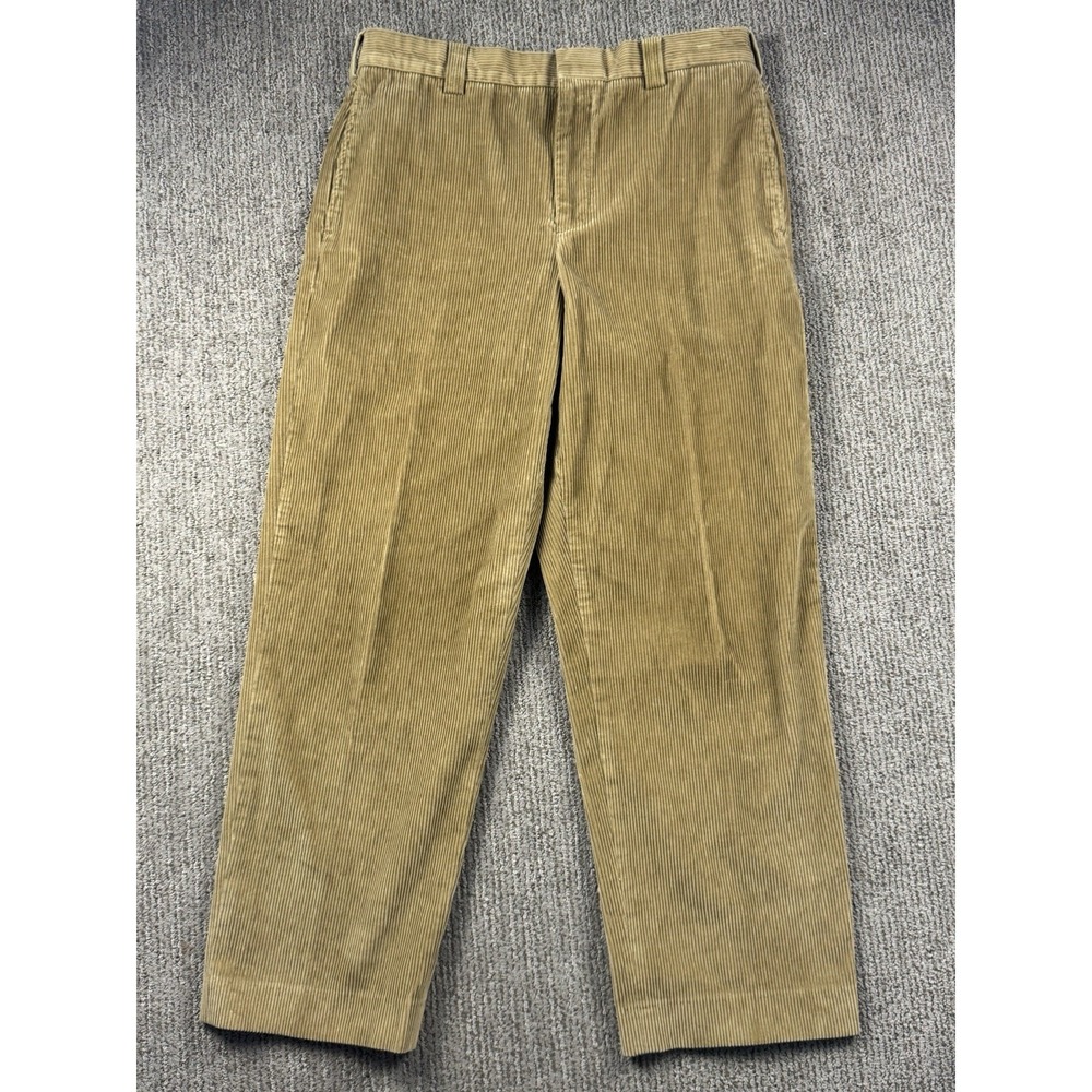 LL Bean Mens 34x30 Corduroy Pants Natural Fit Straight Leg Chino Brown